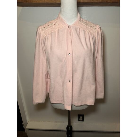 Vintage Vanity Fair S Lace Embroidered Snap Front Pajama Top Cottage Core - Picture 1 of 8
